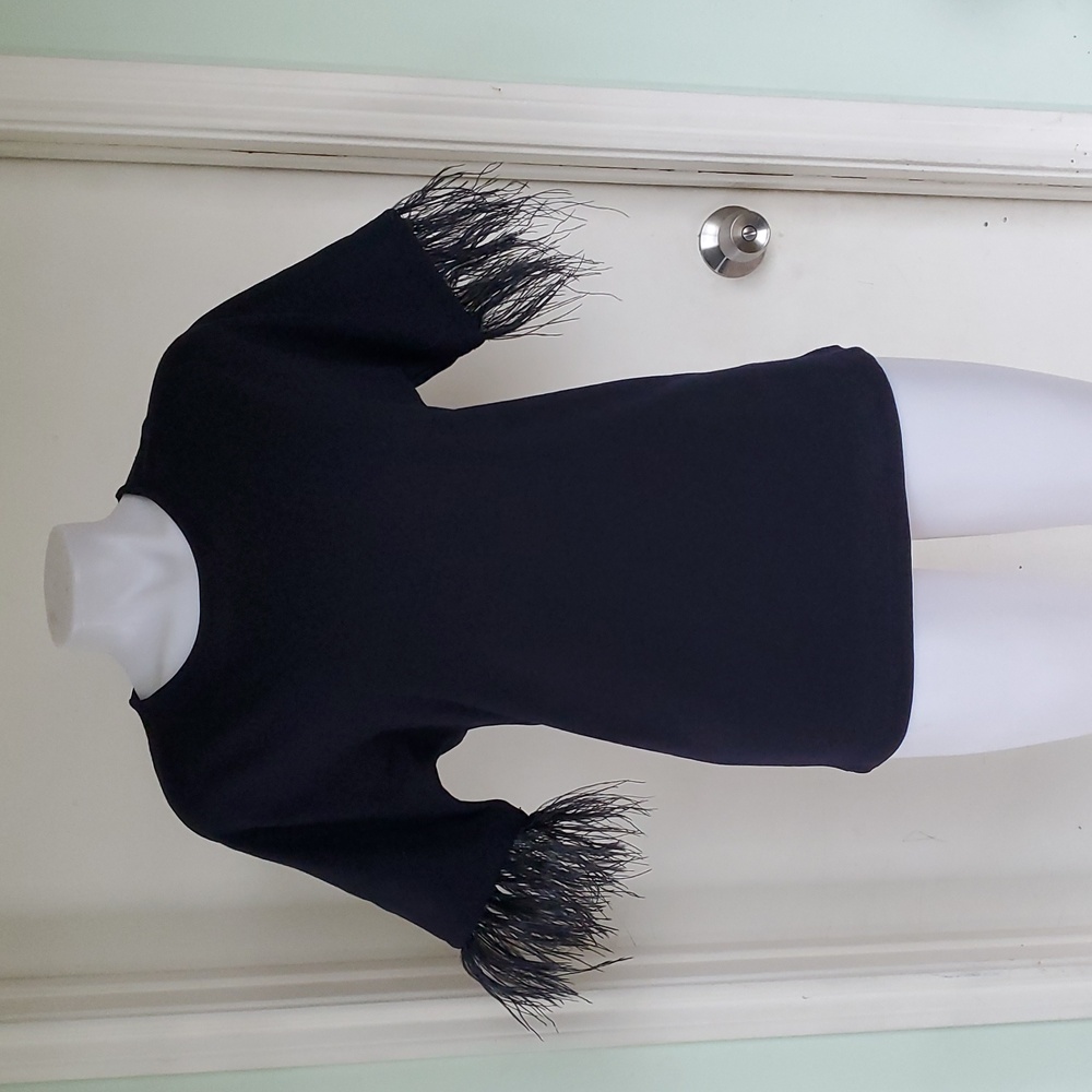 Goldenpoint Black Feather Sleeve Blouse Sz.Xs.